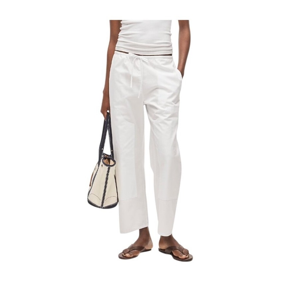 J. Crew Luna Pant White Cotton Poplin Knit Drawstring Pull-On XL